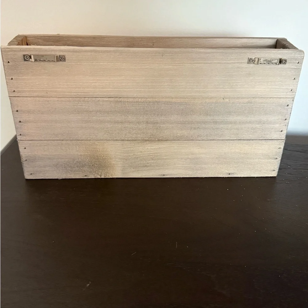 Rustic Wooden Wall Organizer Mail Slot & Key Hooks Light Natural Wood.